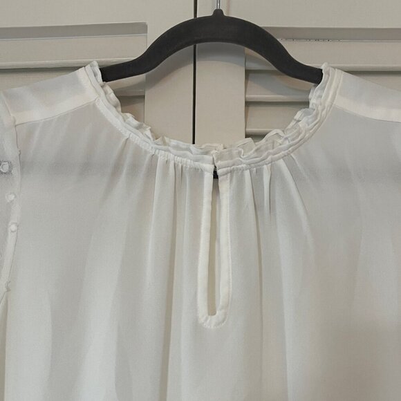 Anthropologie HD in Paris Josie Clipdot Blouse 4 white chiffon sleeves - Picture 6 of 10